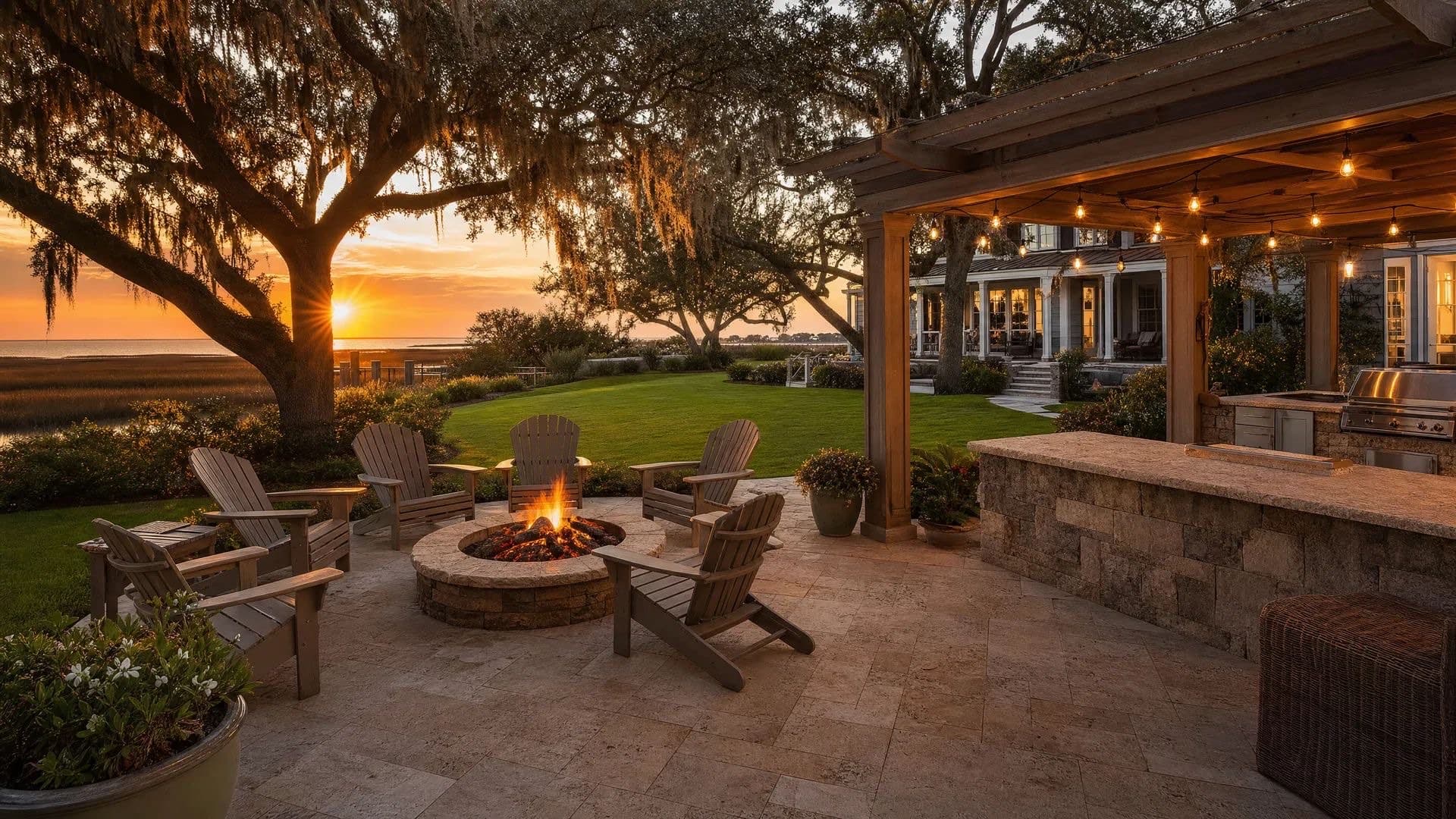 Custom outdoor living space built on the Cape Fear Coast